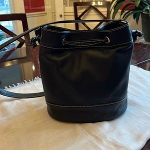Talbots cinched leather cinched bucket bag.
